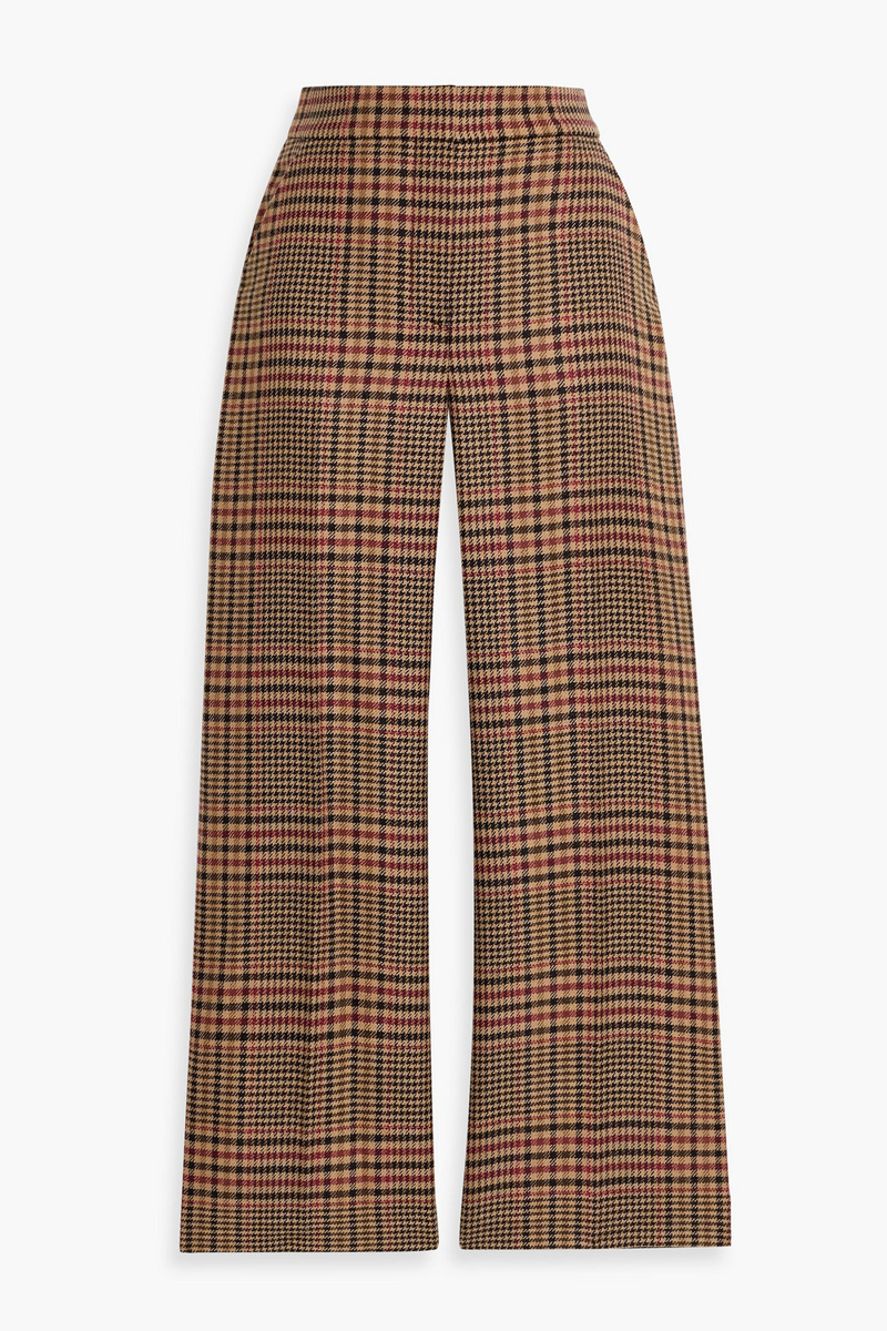 veronica beard - brixton prince of wales checked wool straight-leg pants - brown - us 00