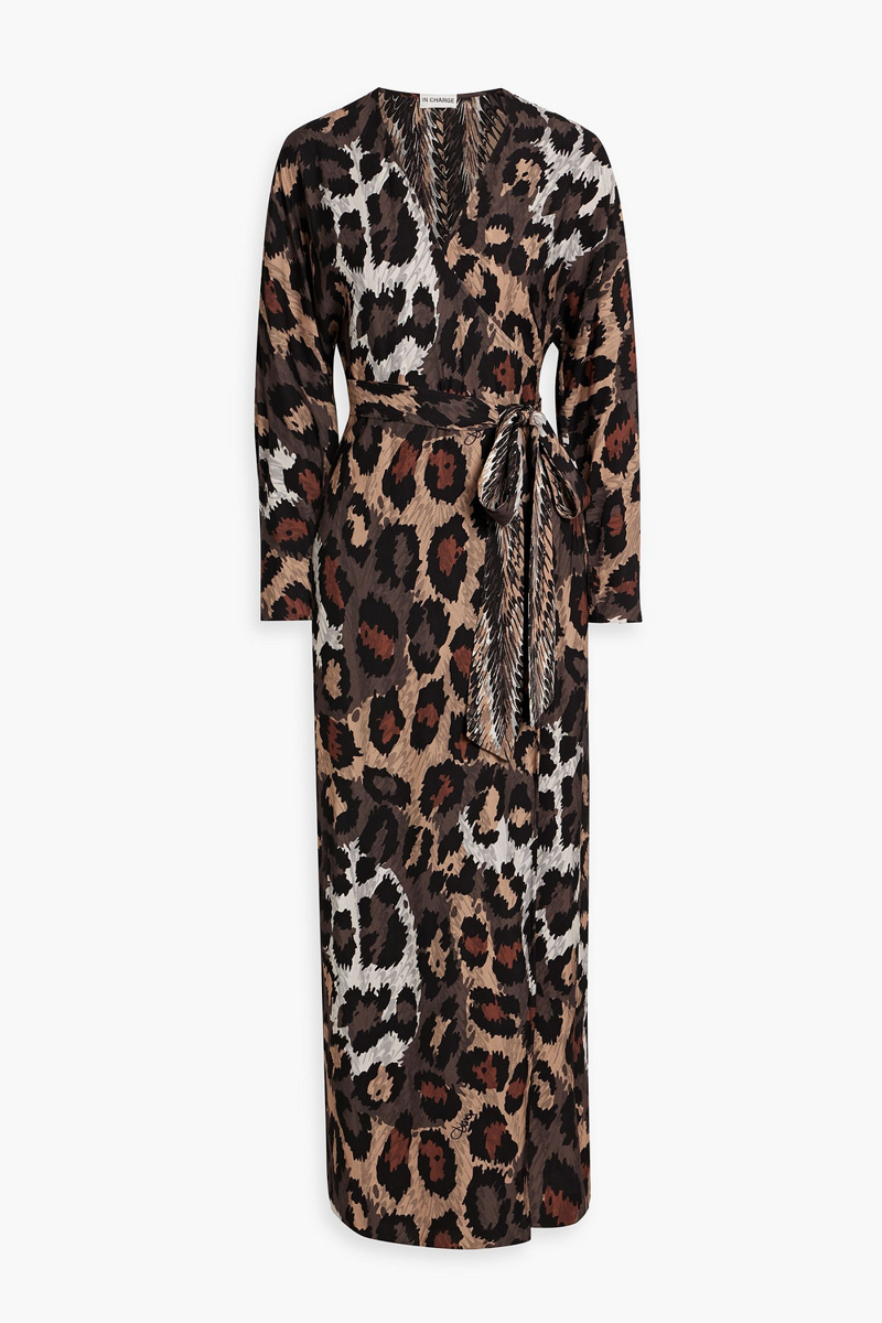 diane von furstenberg - babette reversible printed crepe maxi wrap dress - brown - us 0