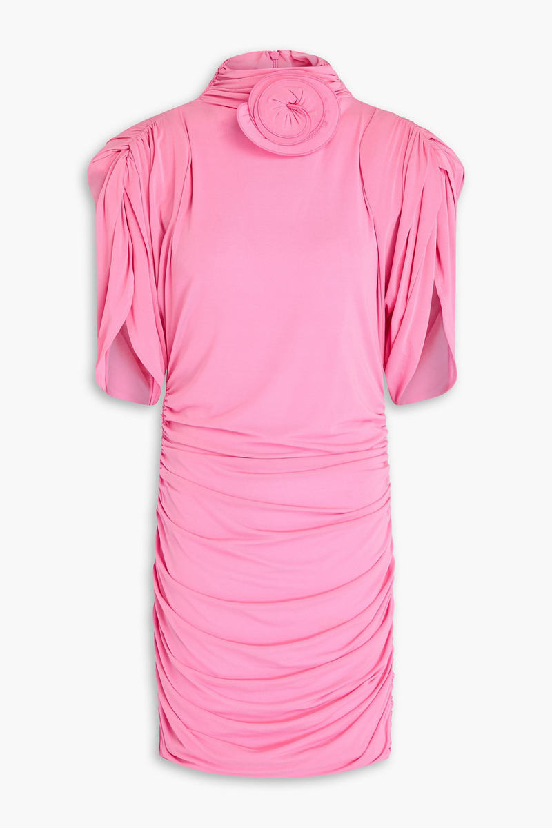 magda butrym - floral-appliquéd ruched jersey mini dress - pink - fr 36