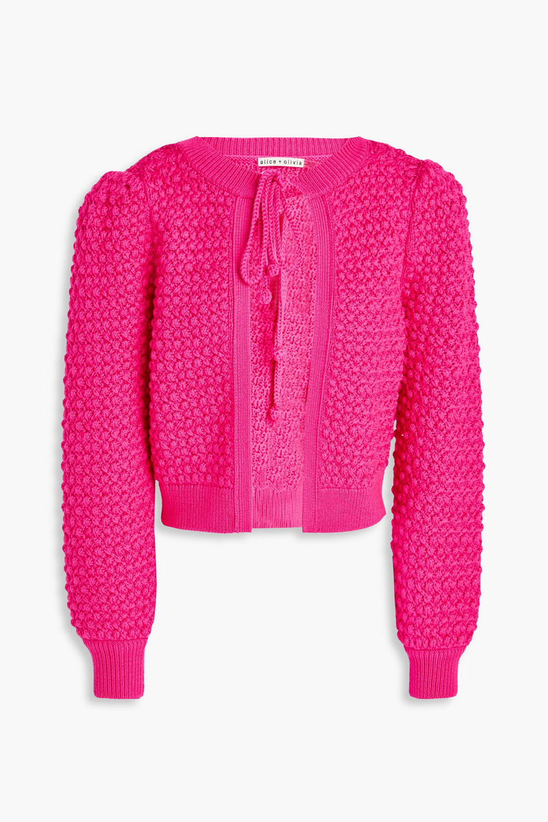 alice olivia - kitty cropped wool-blend cardigan - pink - xs