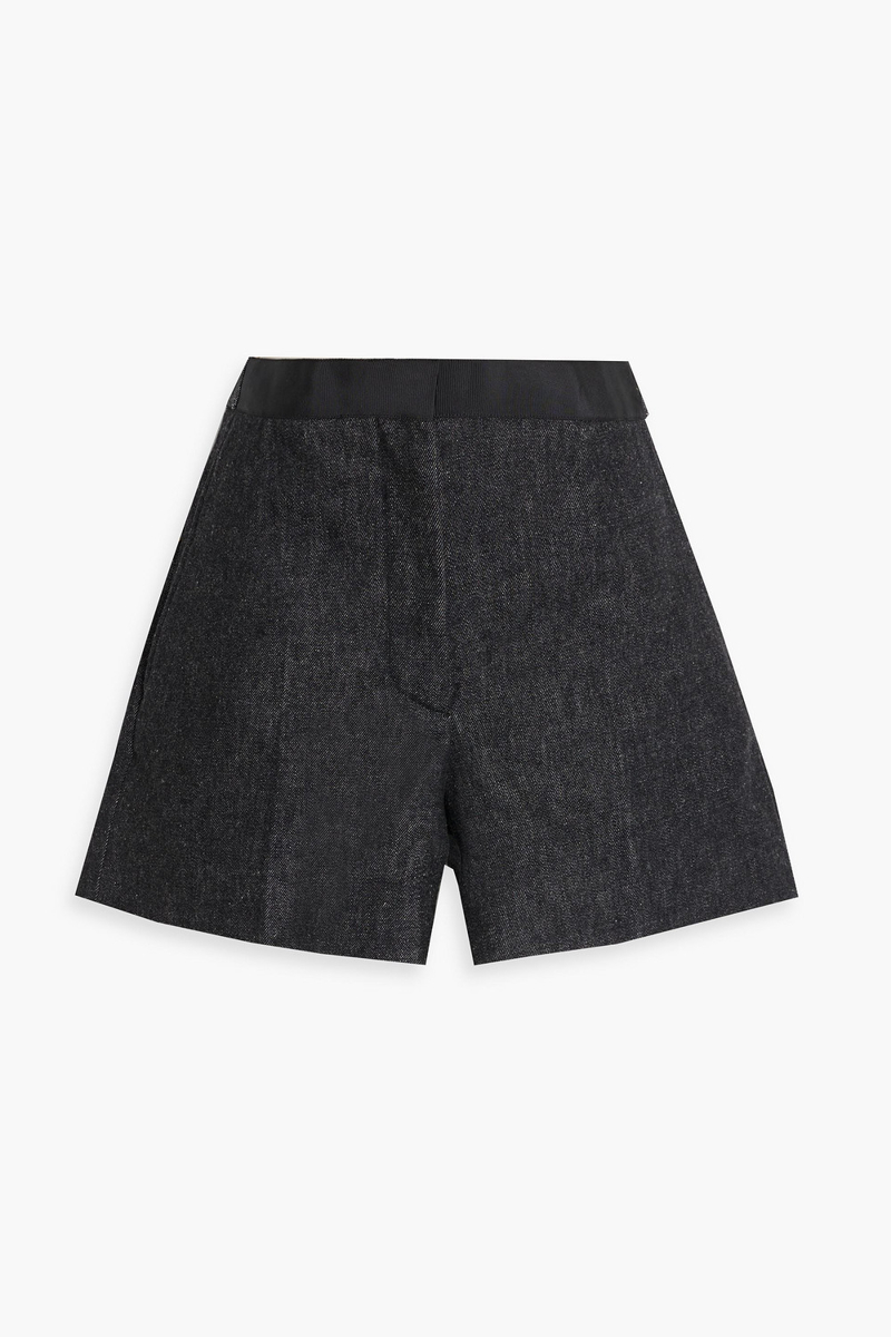 thom browne - grosgrain-trimmed denim shorts - black - it 40
