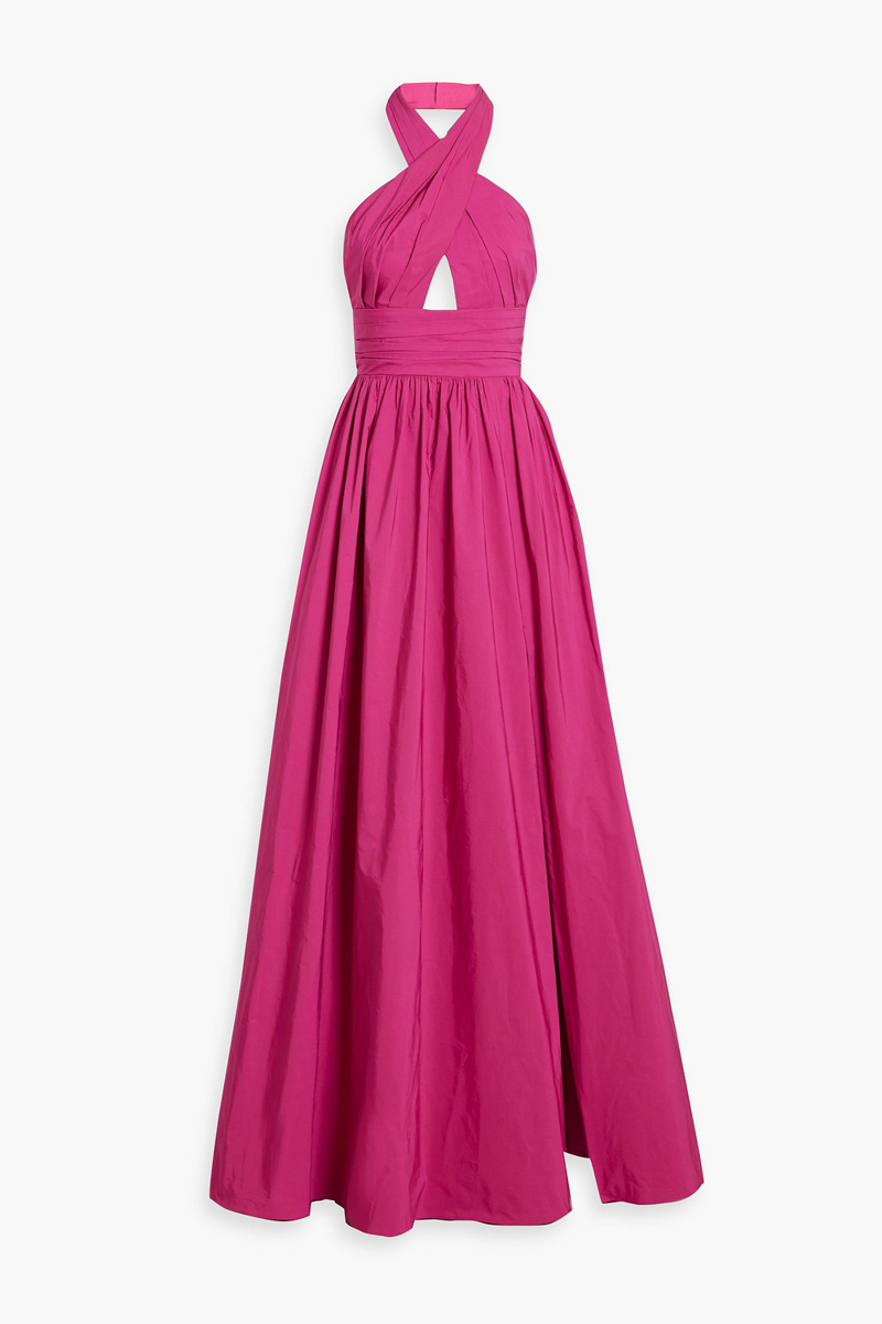 marchesa notte - cutout taffeta halterneck gown - pink - us 6