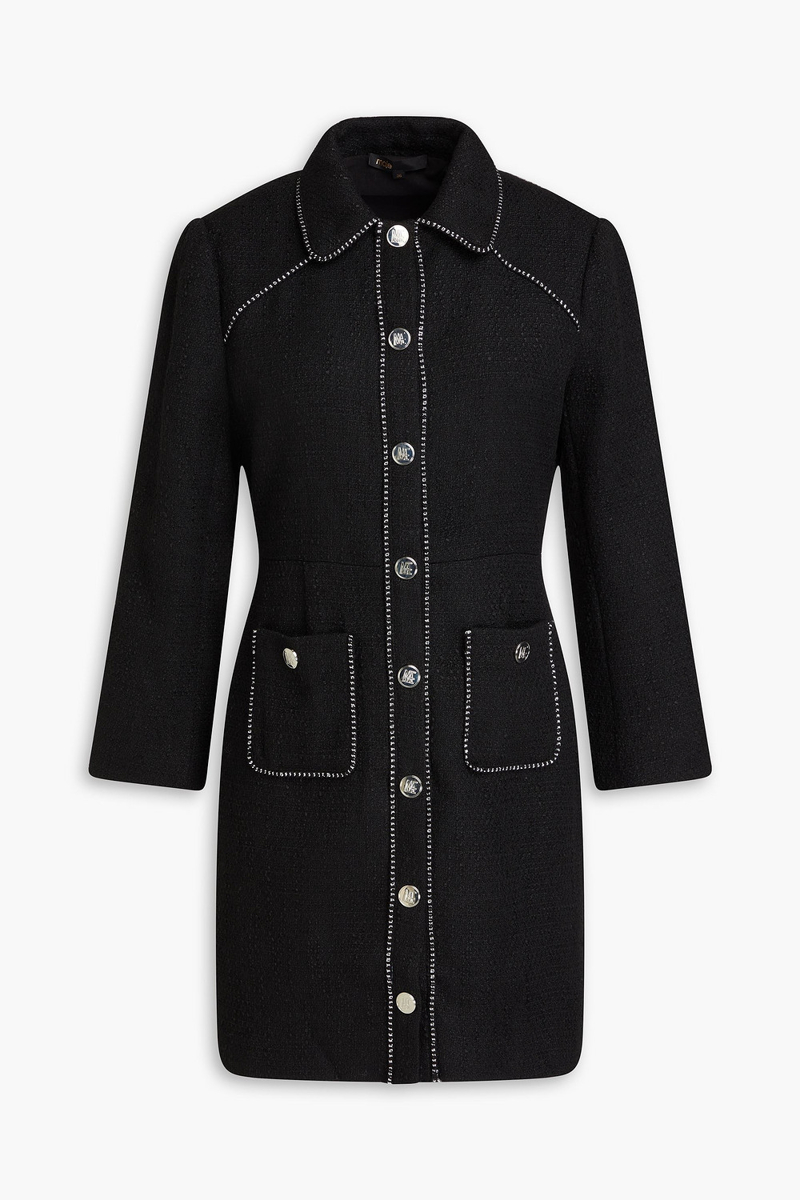 maje - chain-embellished tweed mini dress - black - fr 38