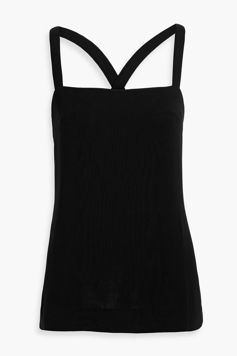 khaite - axell linen and silk-blend crepe top - black - us 6