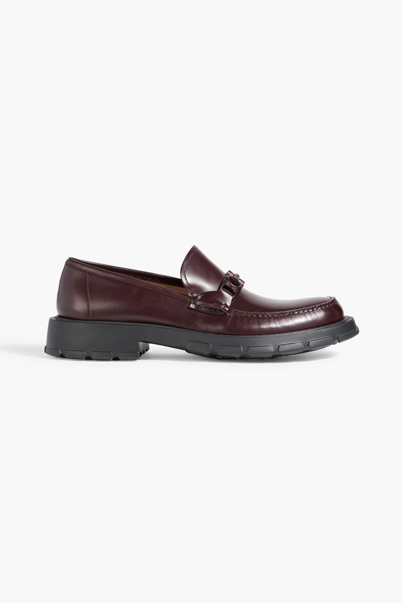 Ferragamo - Lamont embellished leather loafers - Burgundy - US 12