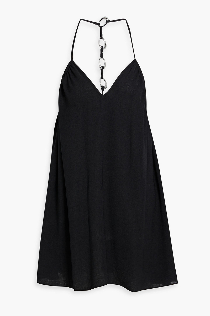 simkhai - vicki embellished gauze mini dress - black - s