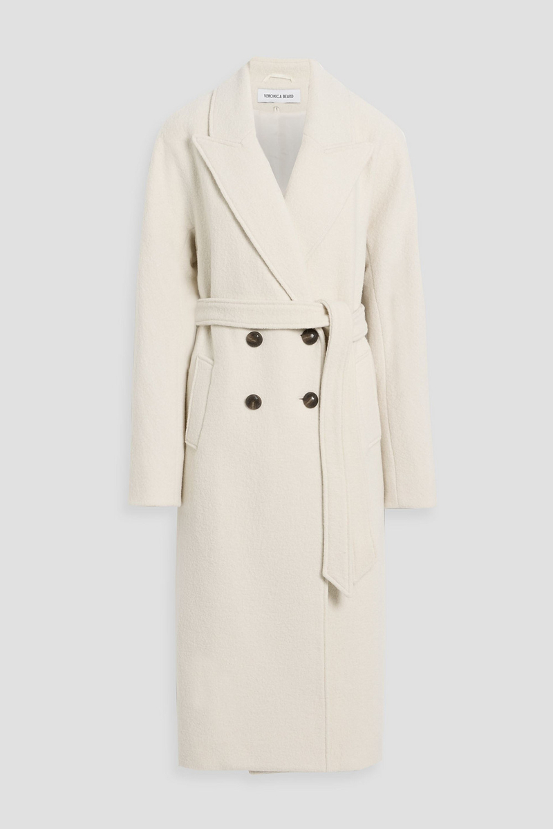 veronica beard - della dickey double-breasted wool-felt coat - white - l