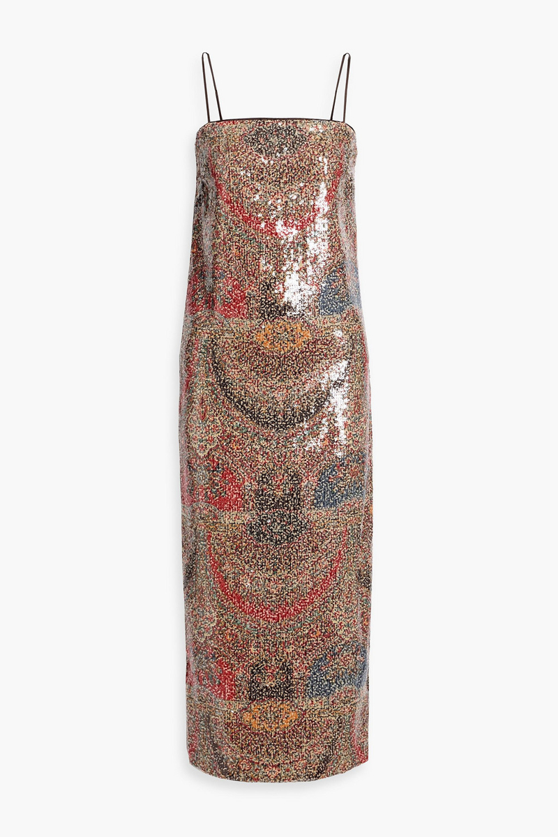 veronica beard - leda sequined paisley-print chiffon maxi dress - red - us 12