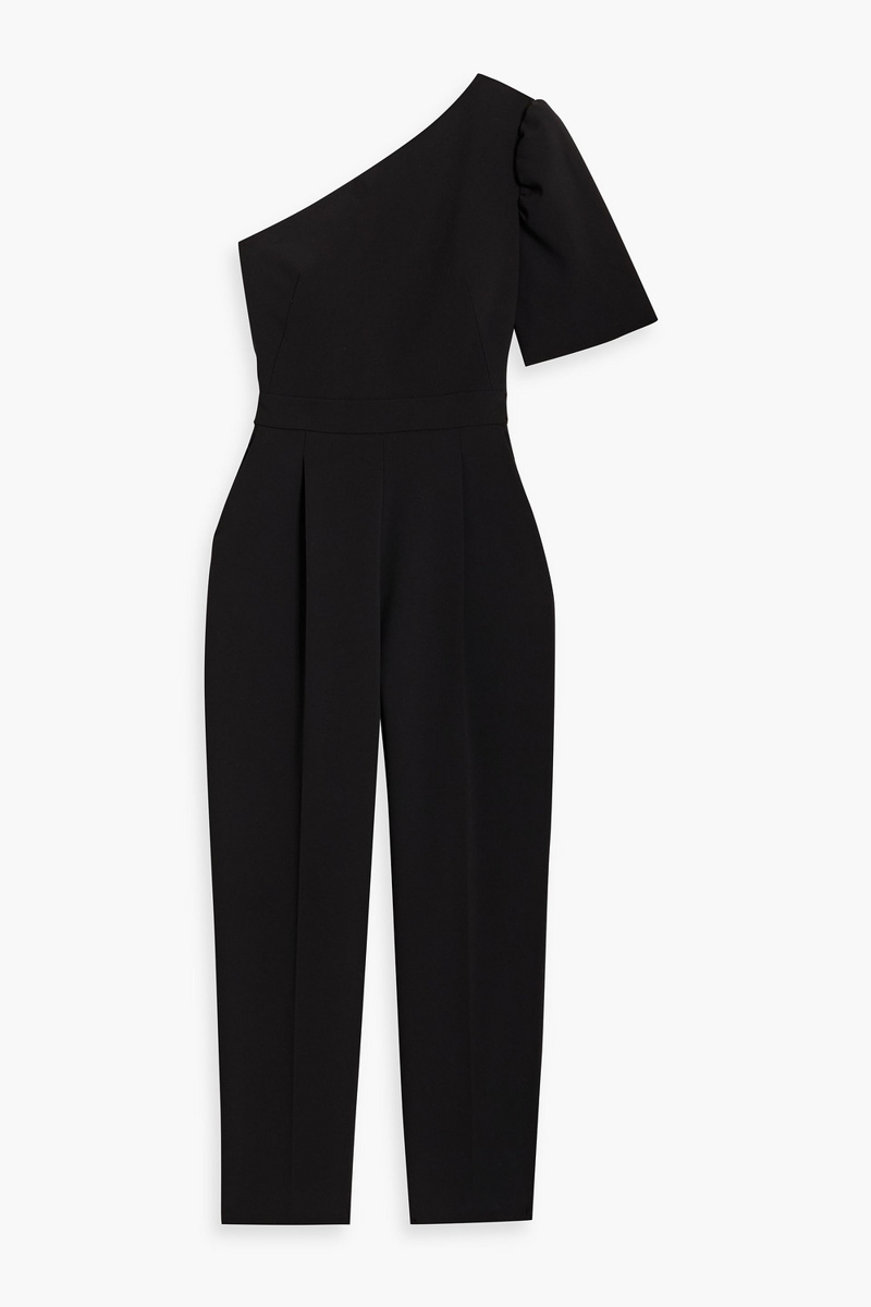 max mara - smalto one-sleeve pleated crepe jumpsuit - black - it 42