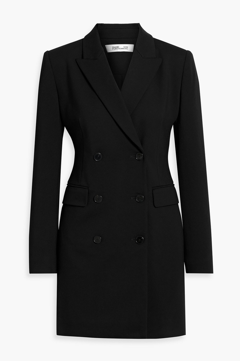 diane von furstenberg - virginia double-breasted crepe blazer - black - us 2