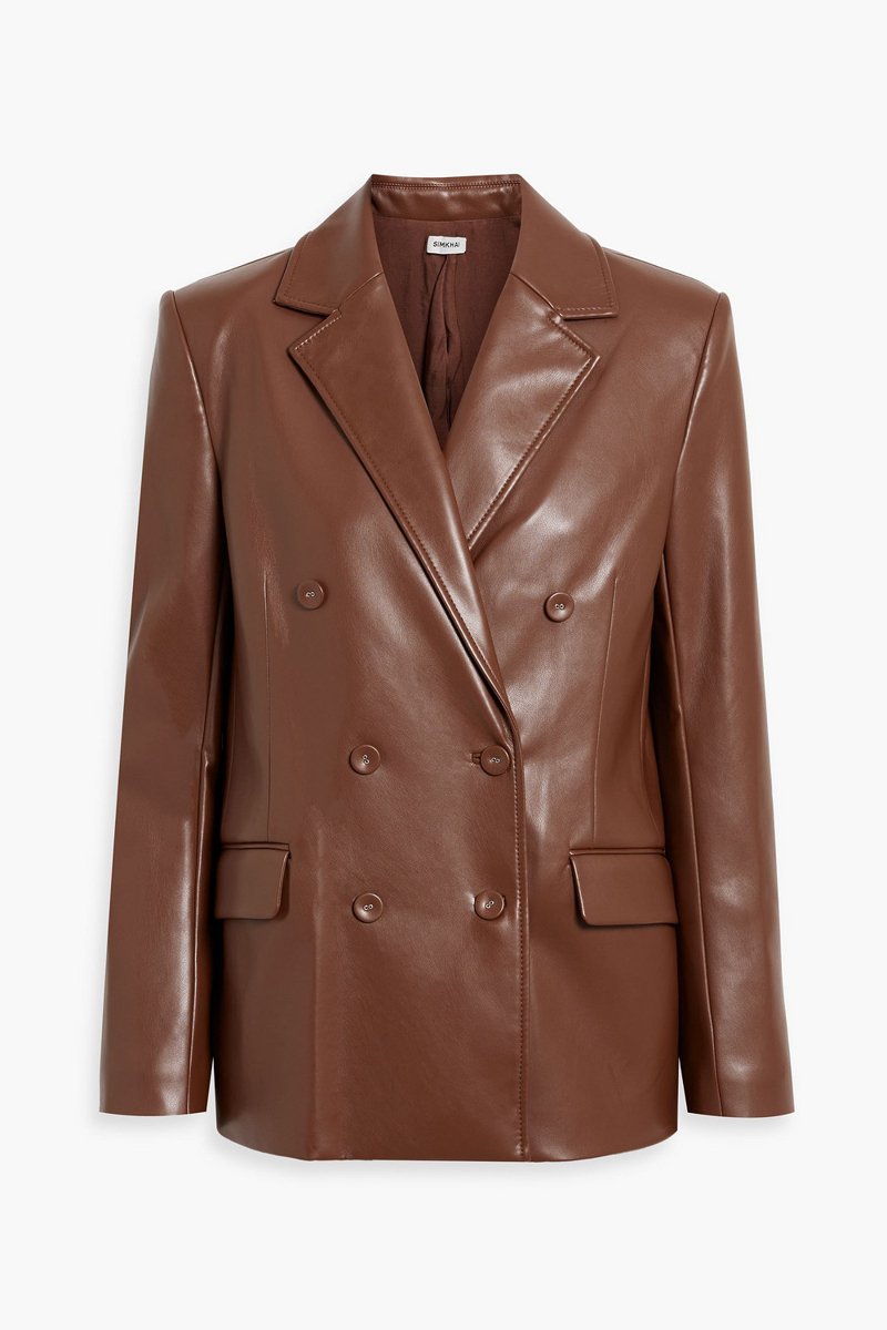 simkhai - becky double-breasted blazer - brown - us 0