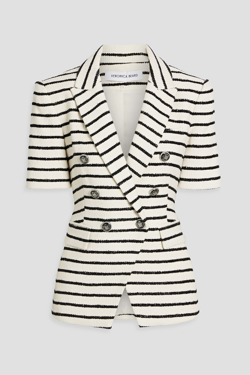 veronica beard - jenny dickey double-breasted striped cotton-blend tweed jacket - white - us 4