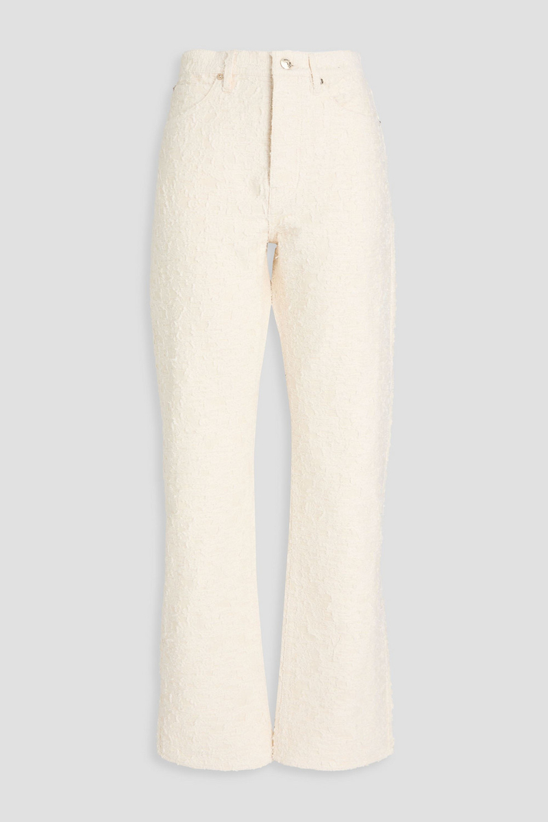 frame - denim-jacquard high-rise straight-leg jeans - white - 28