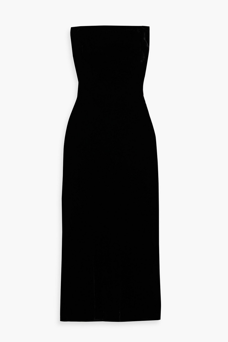veronica beard - flora strapless velvet midi dress - black - us 4