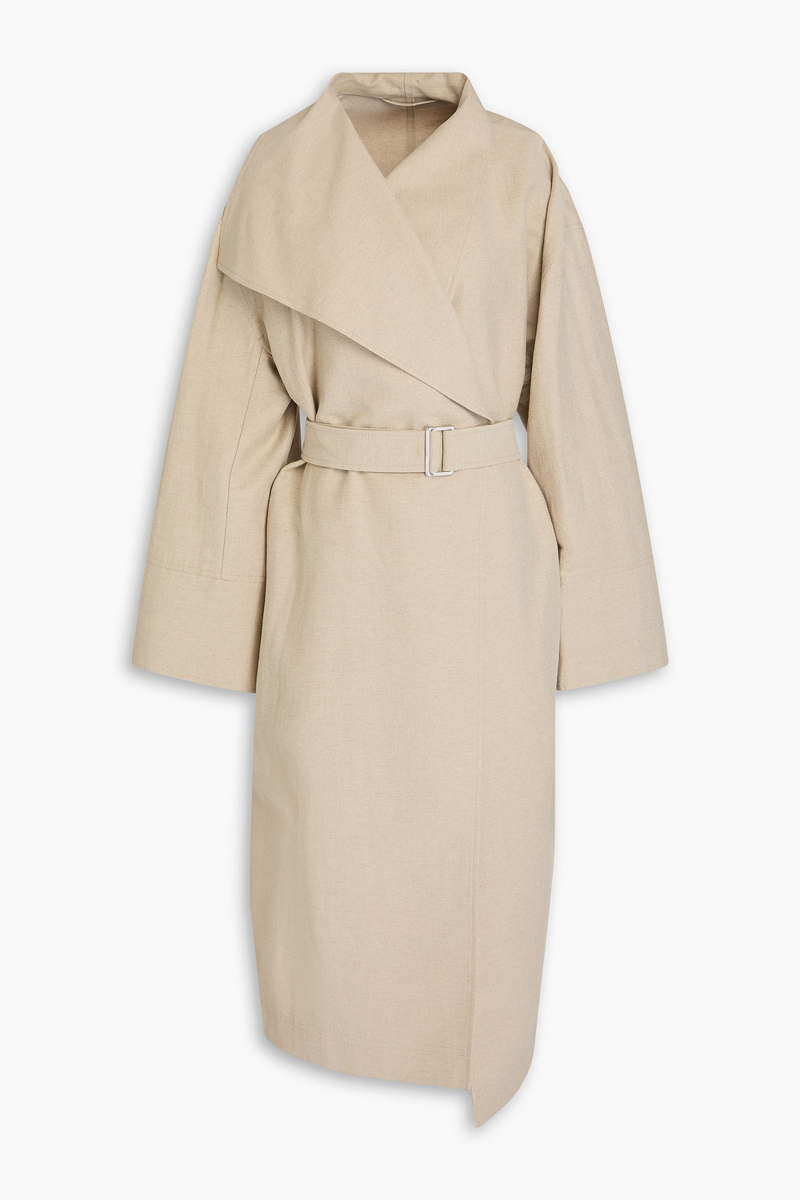 toteme - belted linen-blend coat - neutral - fr 34