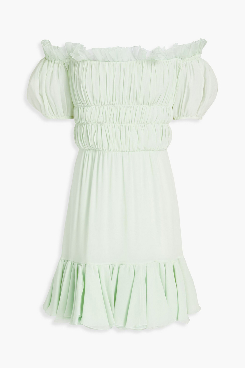 giambattista valli - off-the-shoulder ruffled silk-georgette mini dress - green - it 40