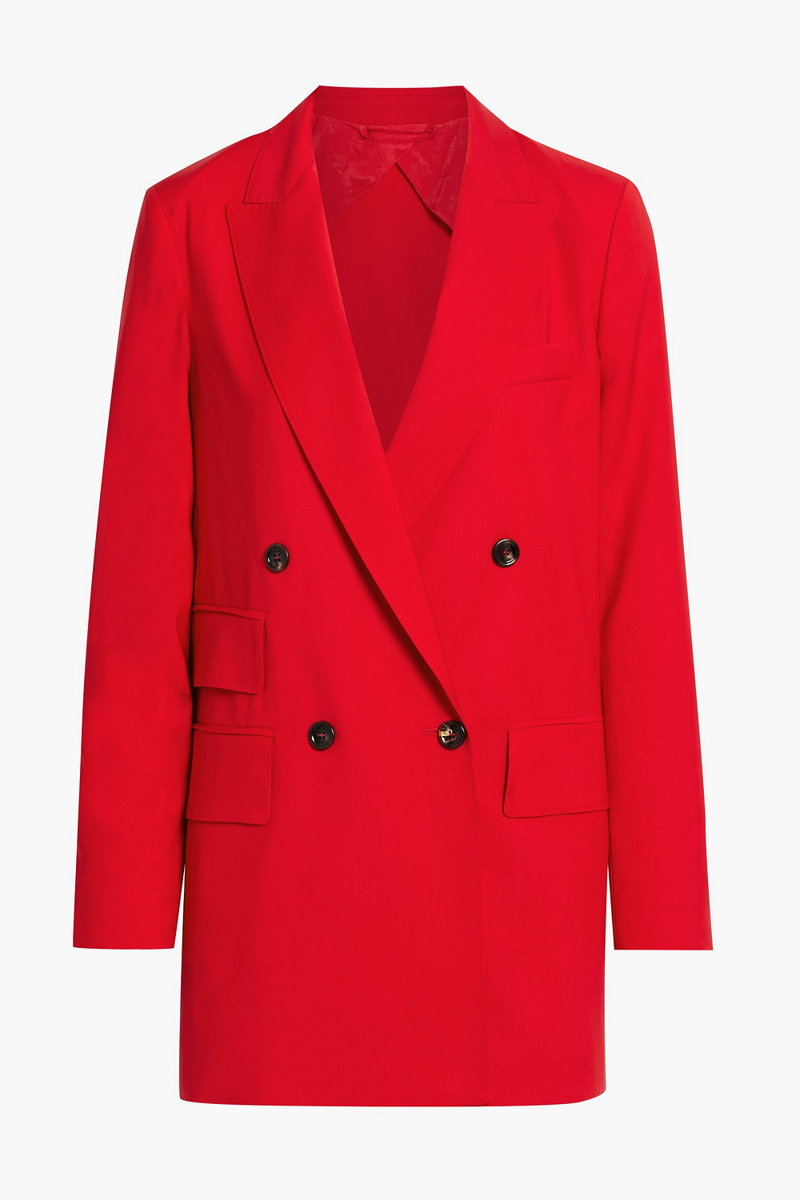 max mara - nebbie double-breasted wool-crepe blazer - red - it 40