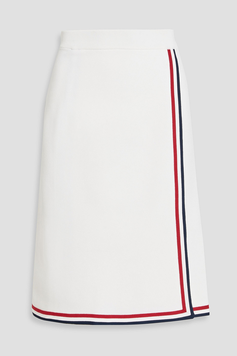 thom browne - wrap-effect striped stretch-knit skirt - white - it 38