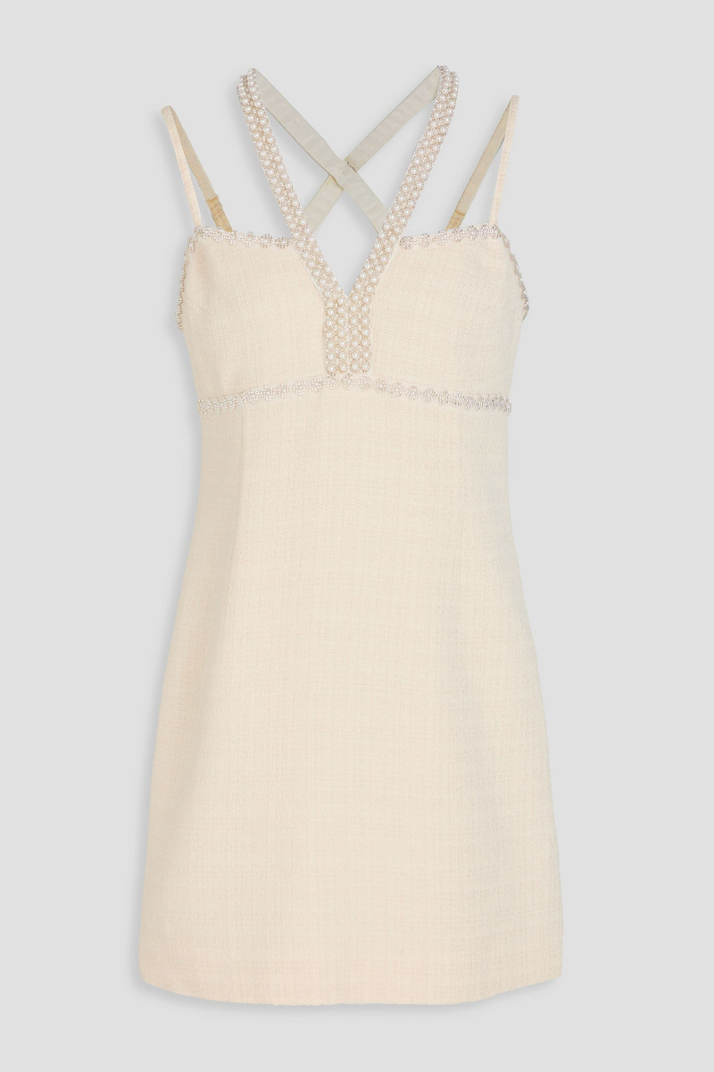 sandro - embellished tweed mini dress - white - fr 40