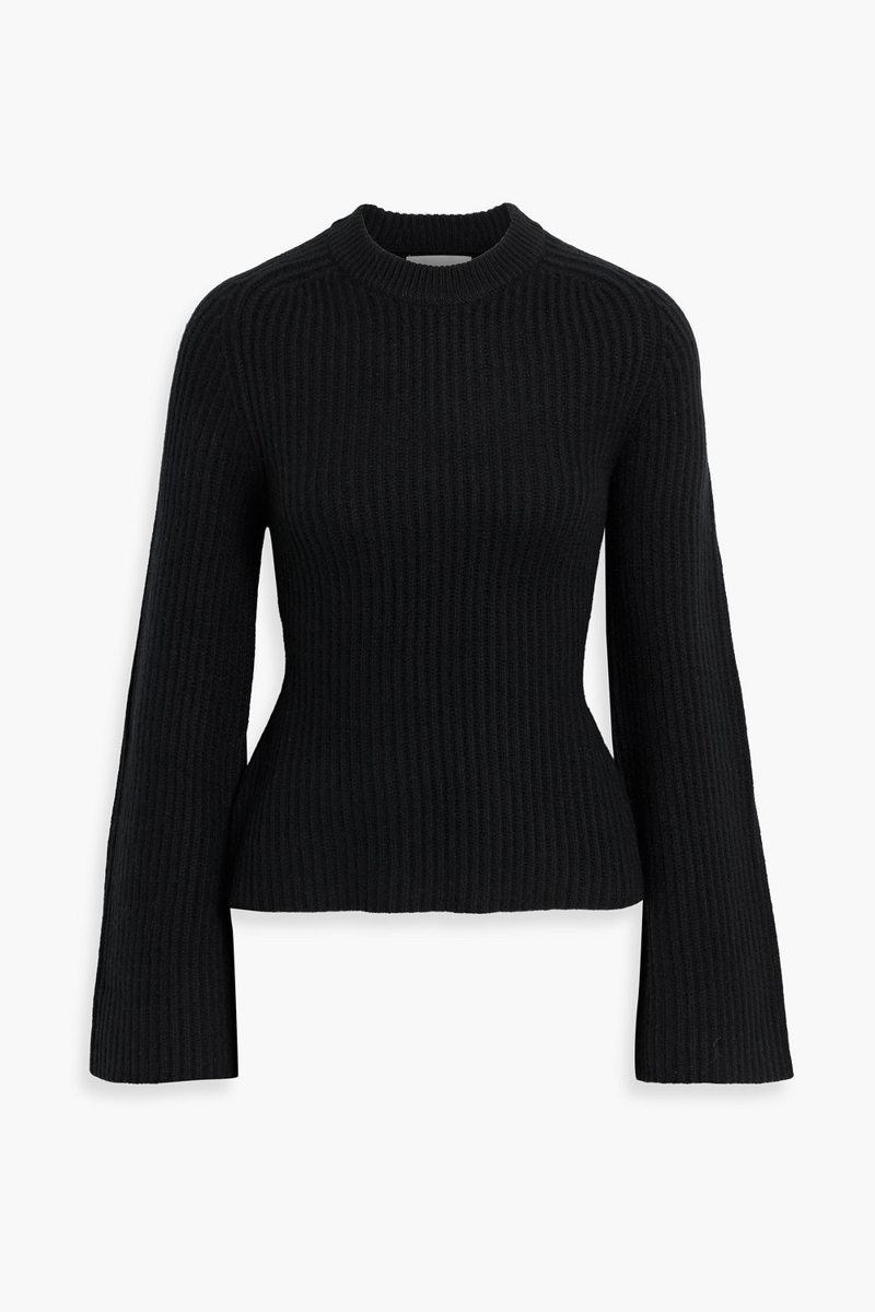 loulou studio - kota ribbed cashmere sweater - black - xl