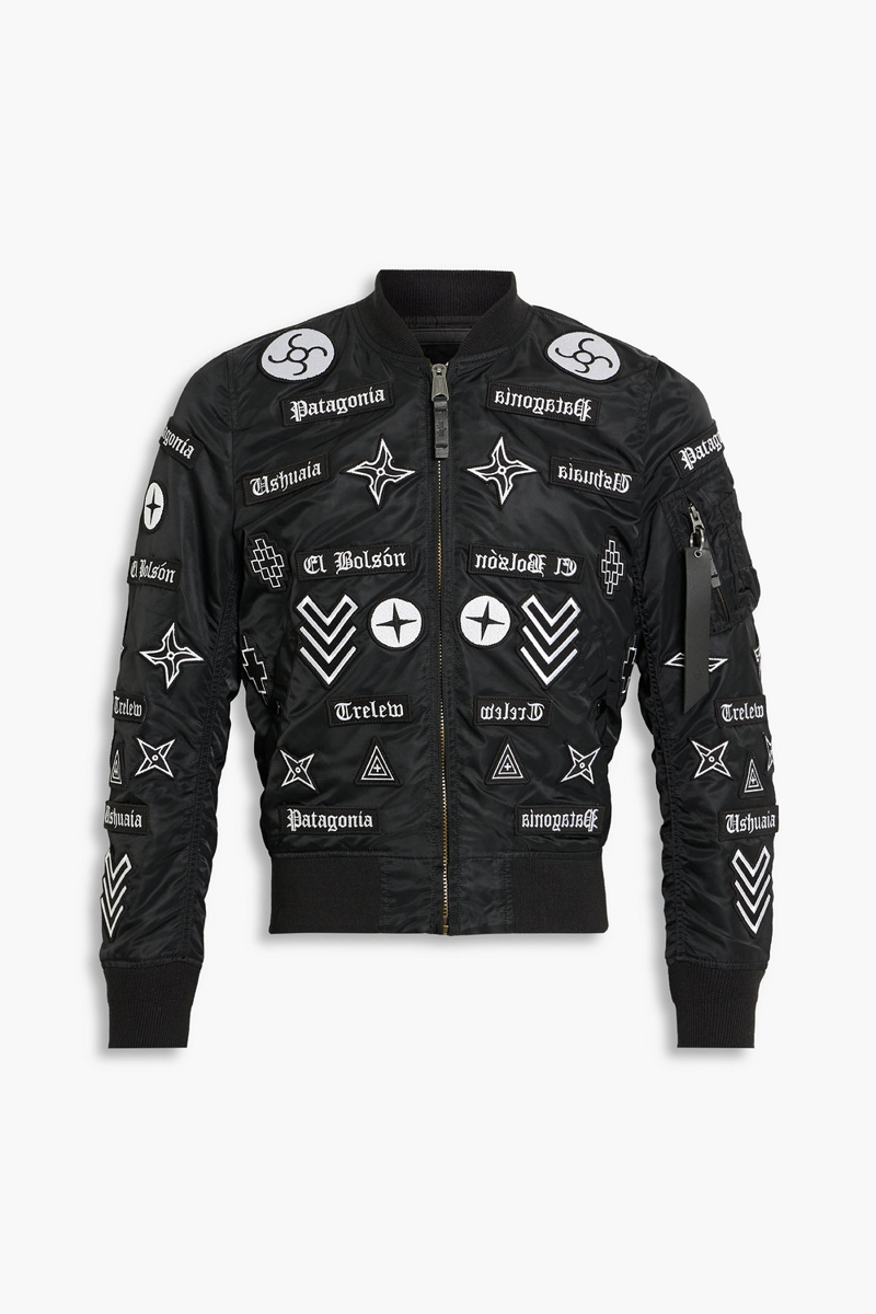 Marcelo Burlon - Appliquéd shell bomber jacket - Black - XS