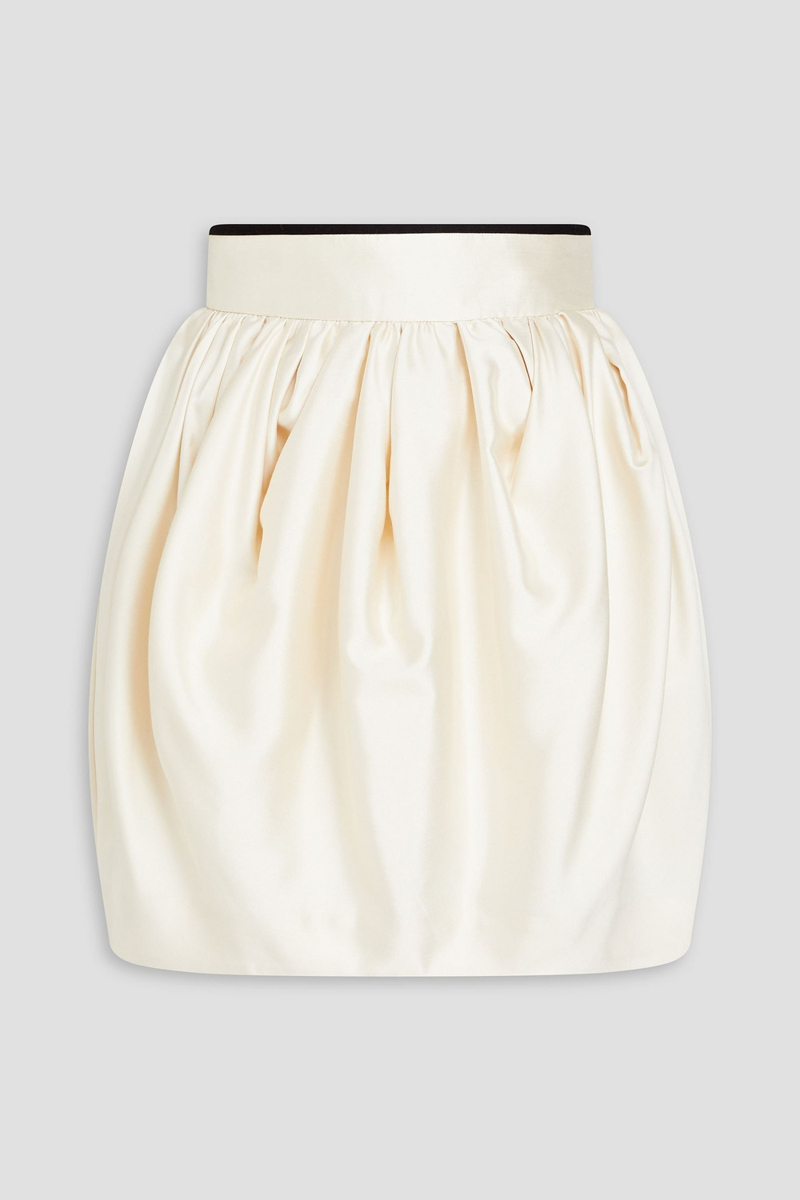 zimmermann - grosgrain-trimmed wool and silk-blend duchesse-satin mini skirt - white - 00