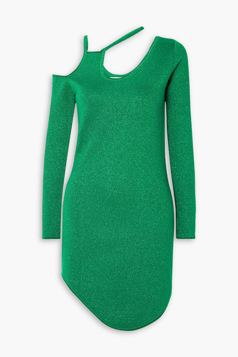 JW Anderson - Asymmetric cutout metallic knitted mini dress - Green - S