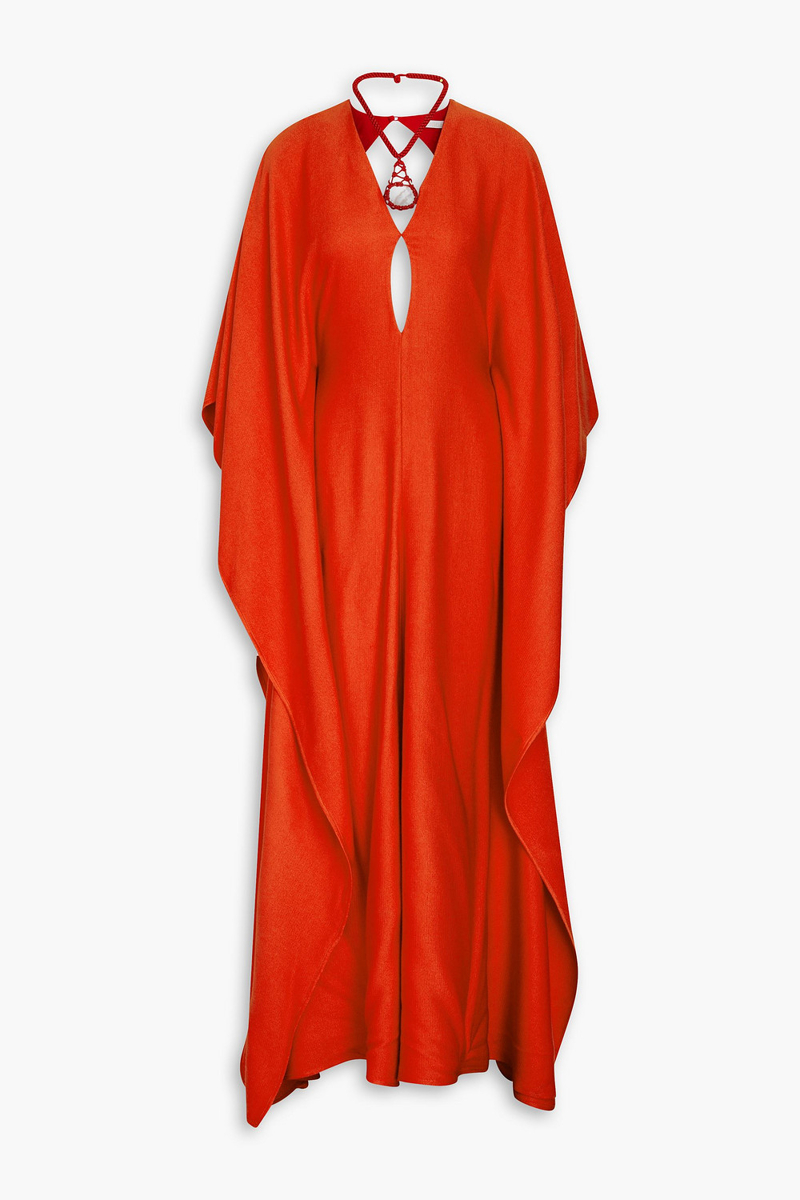 Chloé - Embellished draped cutout silk-jersey maxi dress - Red - FR 38
