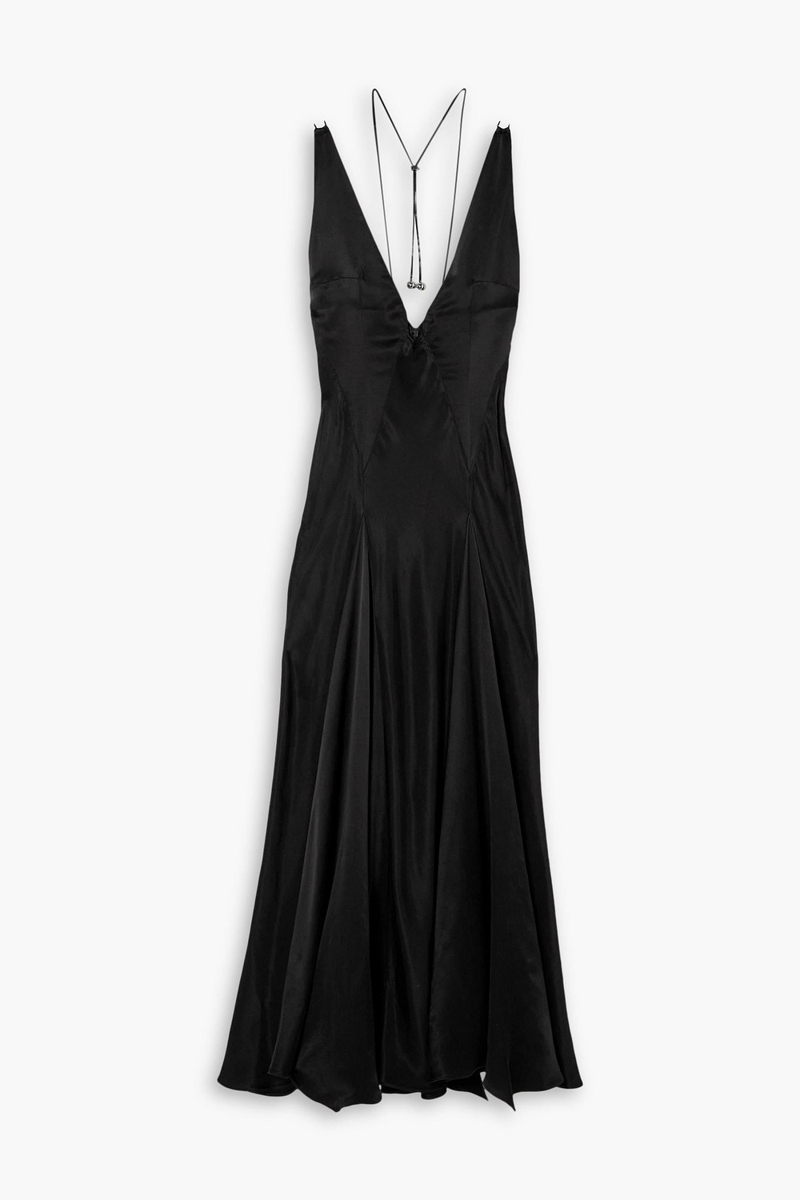 16ARLINGTON - Tauri cupro-satin midi dress - Black - UK 8