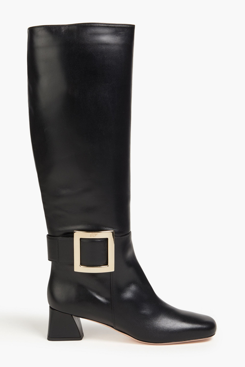 Roger Vivier - Tres Vivier buckle-embellished leather knee boots - Black - EU 35.5
