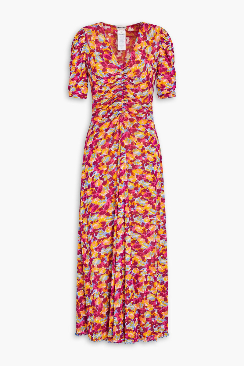 diane von furstenberg - koren reversible printed stretch-mesh midi dress - purple - xxs