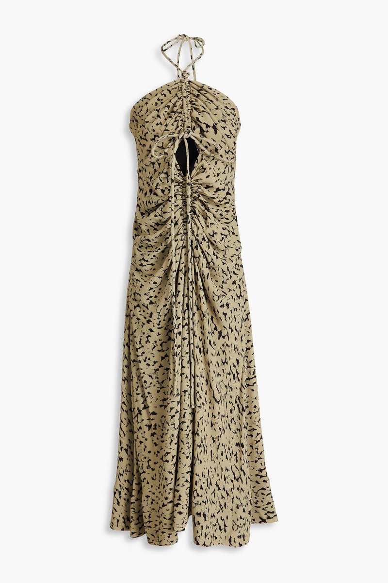 Proenza Schouler - Ruched printed crepe halterneck maxi dress - Green - US 8