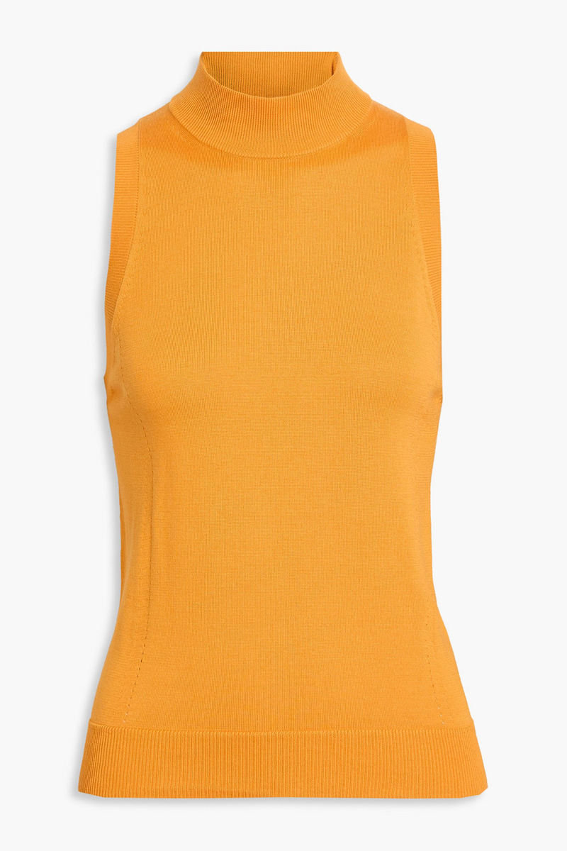 carolina herrera - silk and cotton-blend turtleneck top - orange - xs