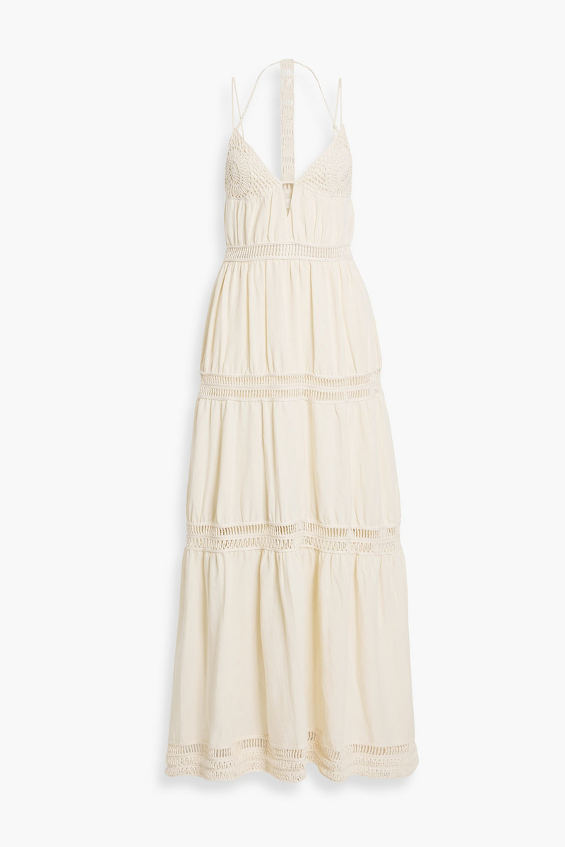 SIMKHAI - Rocky crochet-trimmed cutout TENCELâ„¢ and linen-blend maxi dress - White - XS