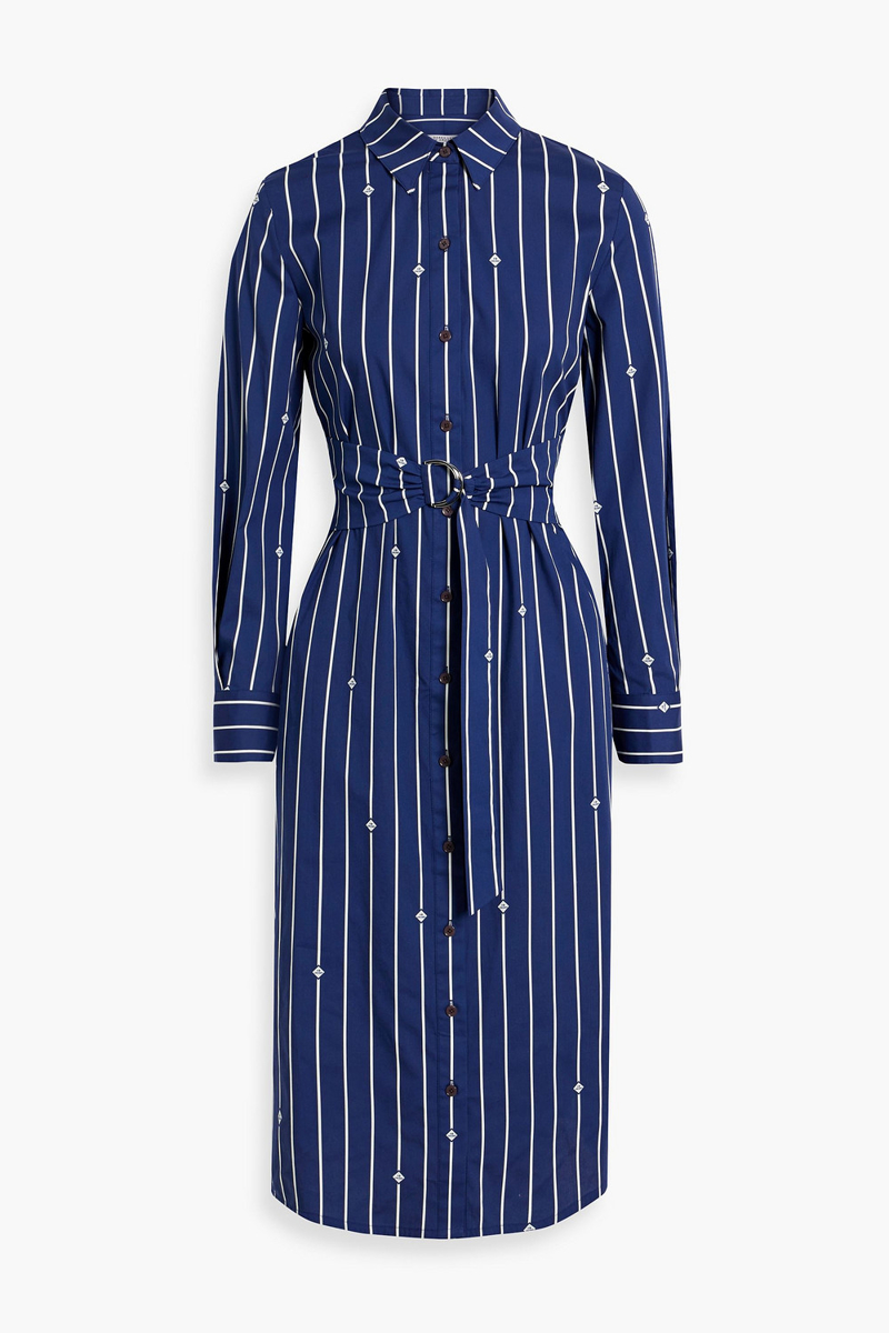 Derek Lam 10 Crosby - Striped cotton-blend poplin midi shirt dress - Blue - US 00