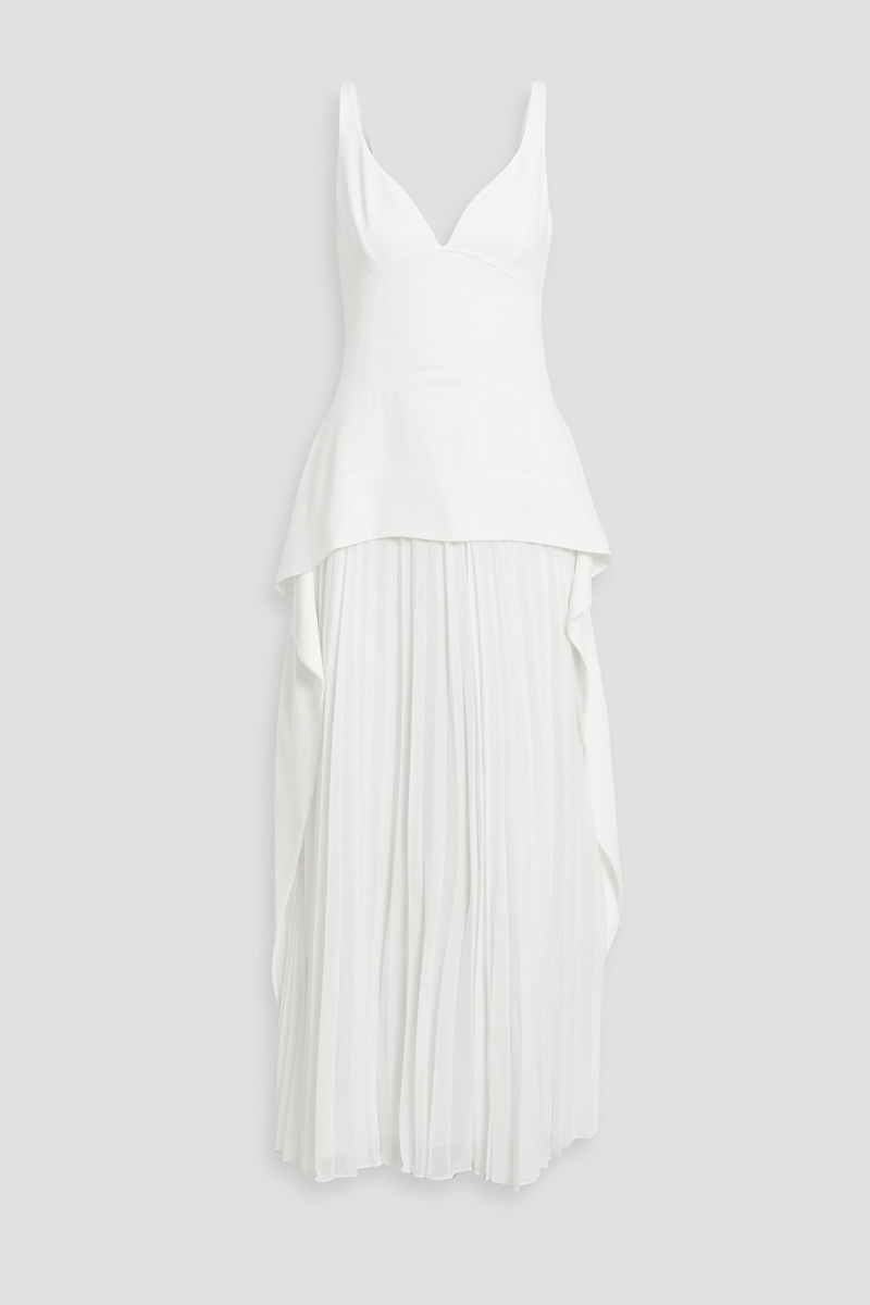 simkhai - sequoia layered crepe and chiffon maxi dress - white - us 0