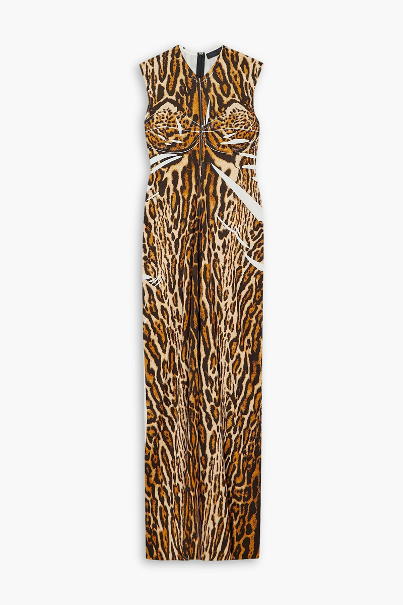 Proenza Schouler - Leopard-print stretch-crepe maxi dress - Brown - US 0