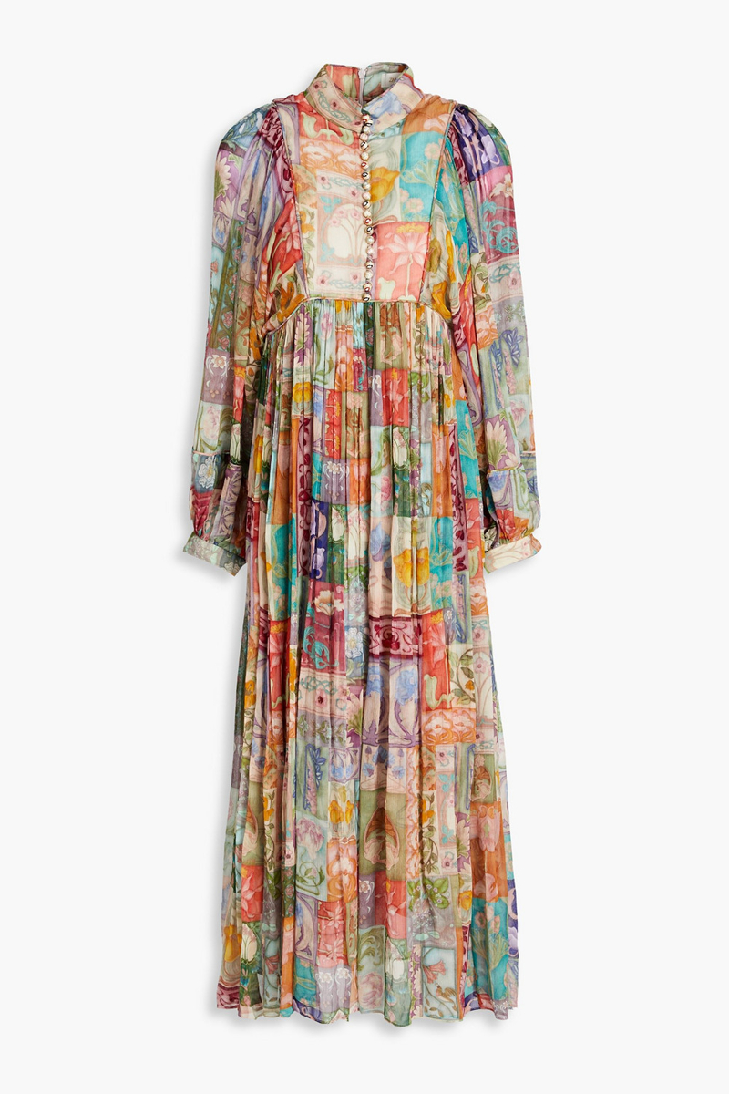 Zimmermann - Gathered floral-print georgette midi dress - Green - 0