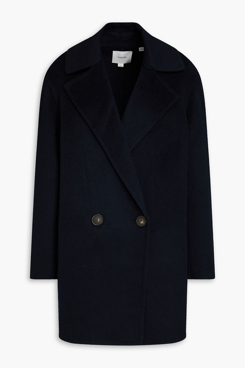 vince. - double-breasted wool-blend felt coat - blue - m