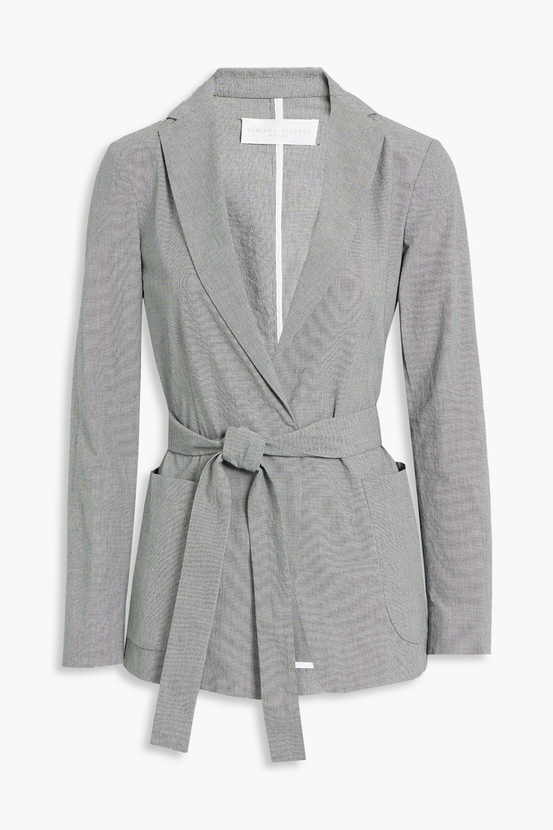 fabiana filippi - belted houndstooth cotton blazer - black - it 42