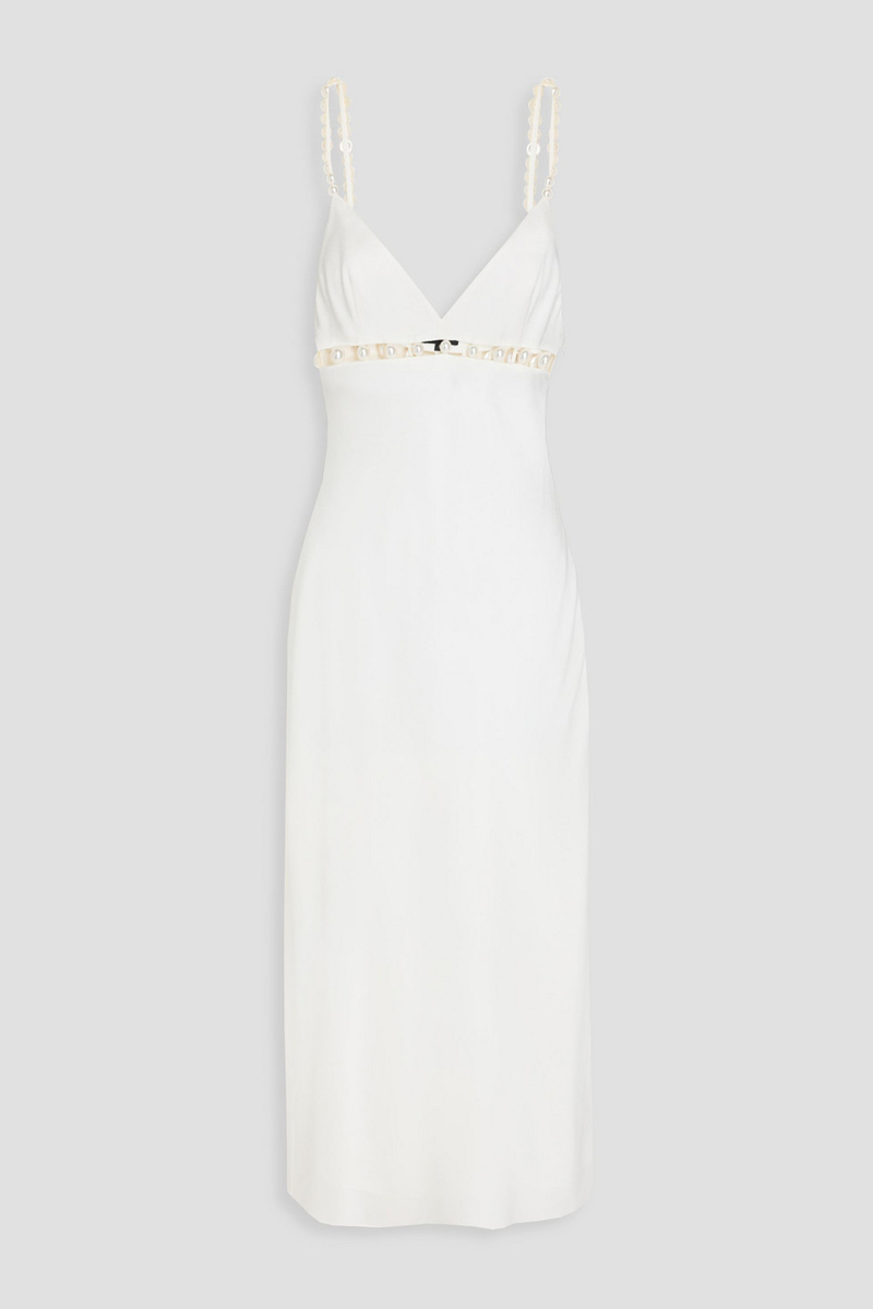 retrofête - elodie cutout embellished satin-crepe midi dress - white - m