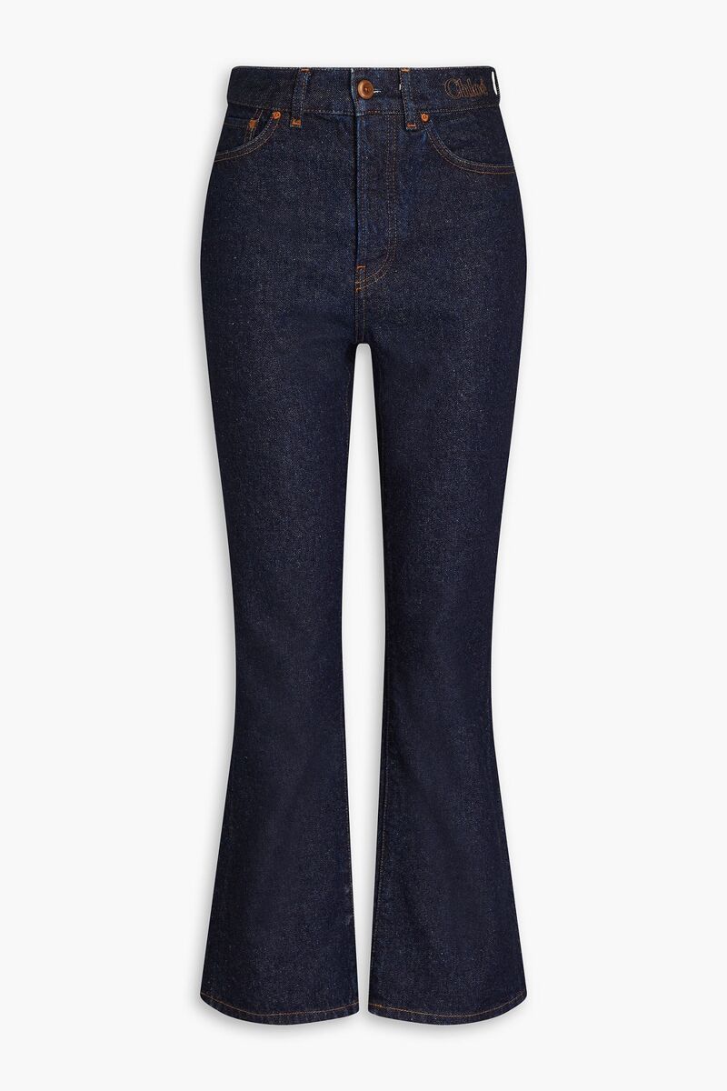 Chloé - Embroidered high-rise bootcut jeans - Blue - 34W/ 29L