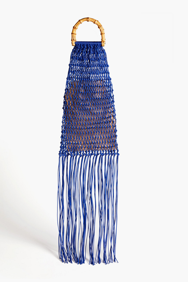 jil sander - fringed macramé tote - blue - onesize