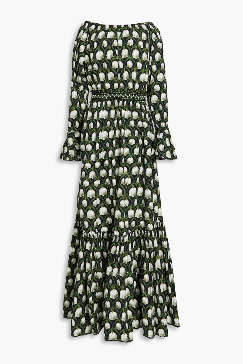 AGUA BY AGUA BENDITA - Almendra ruffled floral-print cotton maxi dress - Black - M
