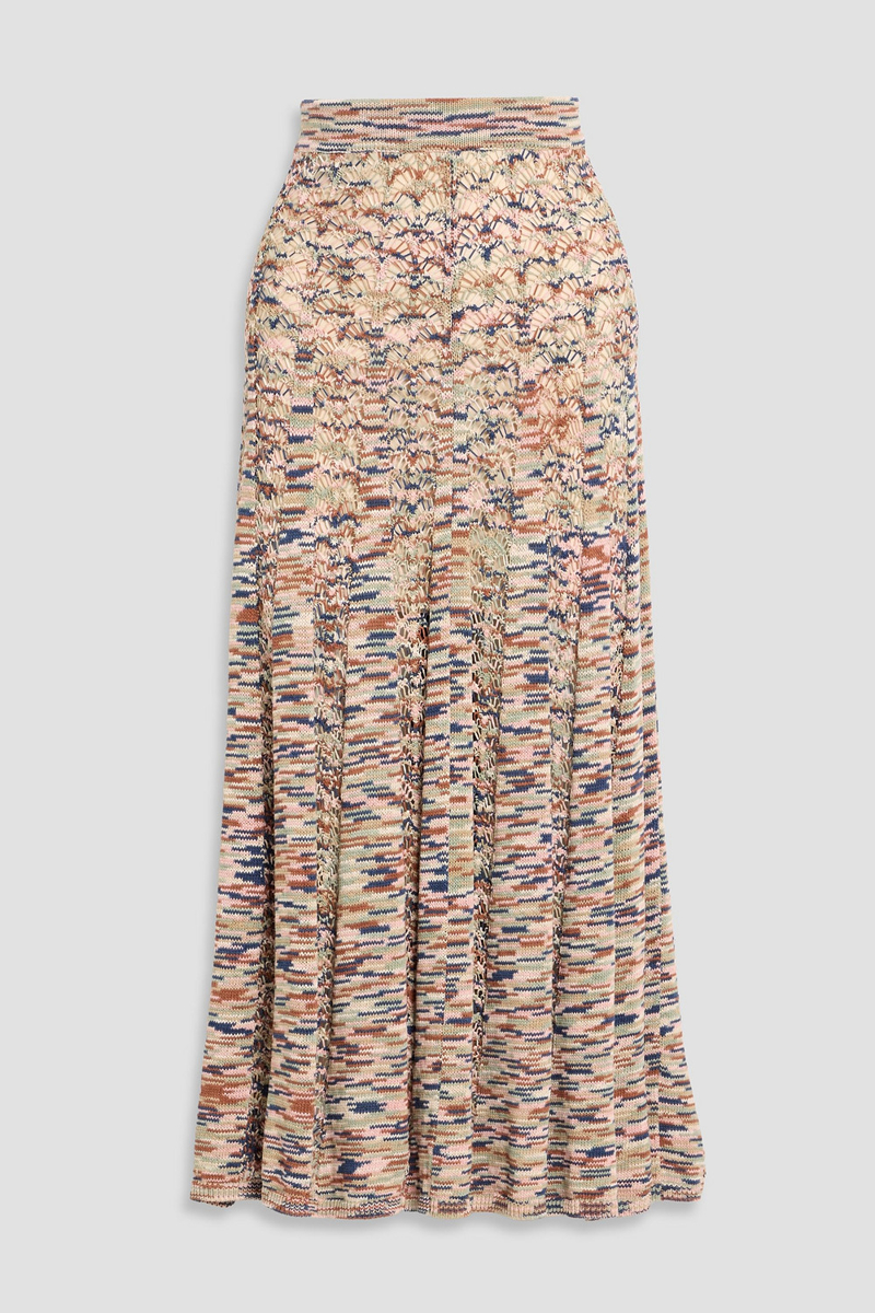 zimmermann - marled crocheted cotton maxi skirt - white - 0