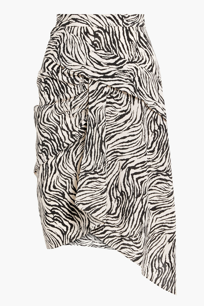 Isabel Marant - Roly asymmetric zebra-print silk-blend crepe de chine skirt - White - FR 38