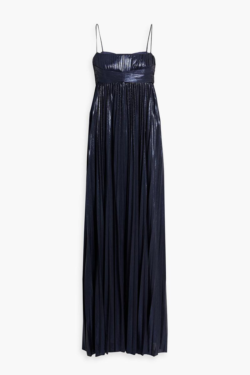 retrofête - zinnia pleated lamé maxi dress - blue - s