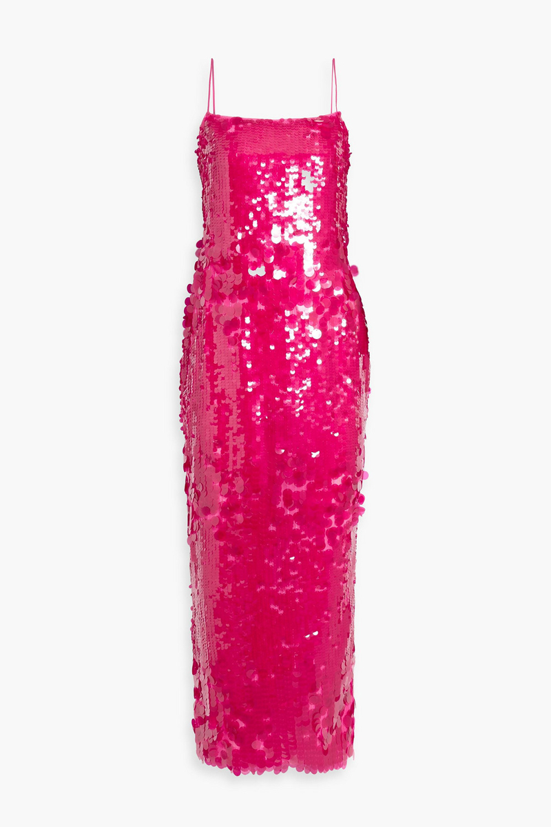 retrofête - alana sequined tulle maxi dress - pink - l