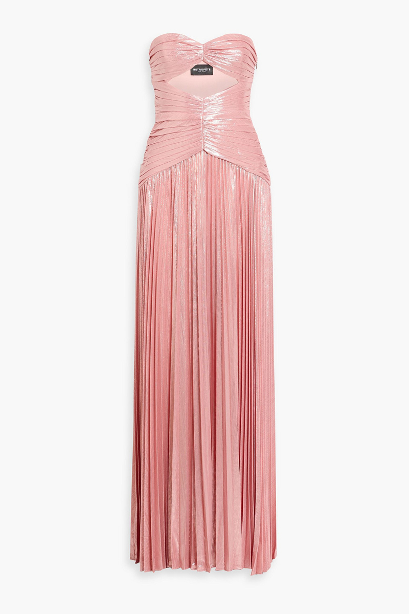 retrofête - mallory strapless cutout lamé maxi dress - pink - s