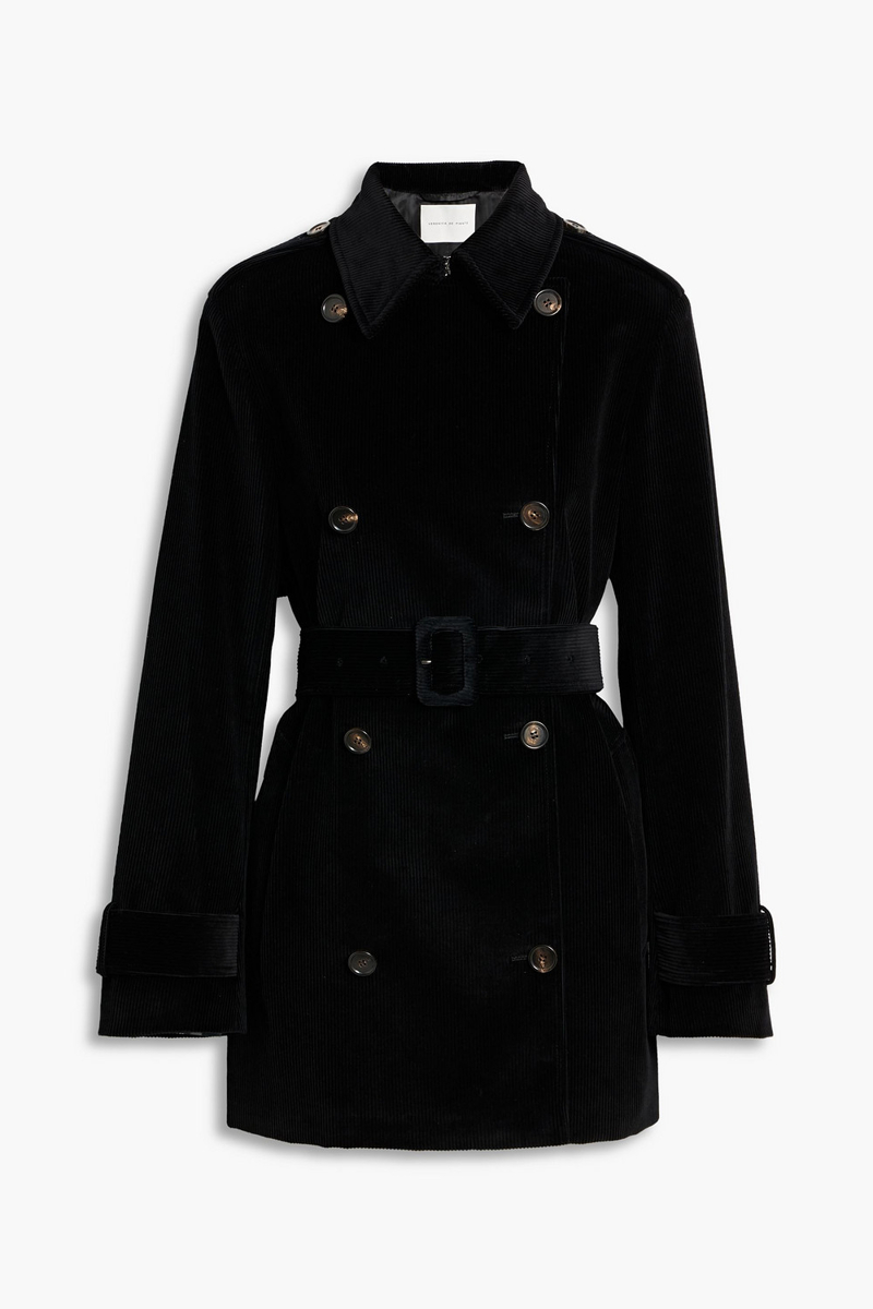 veronica de piante - charlotte cotton-corduroy trench coat - black - it 38